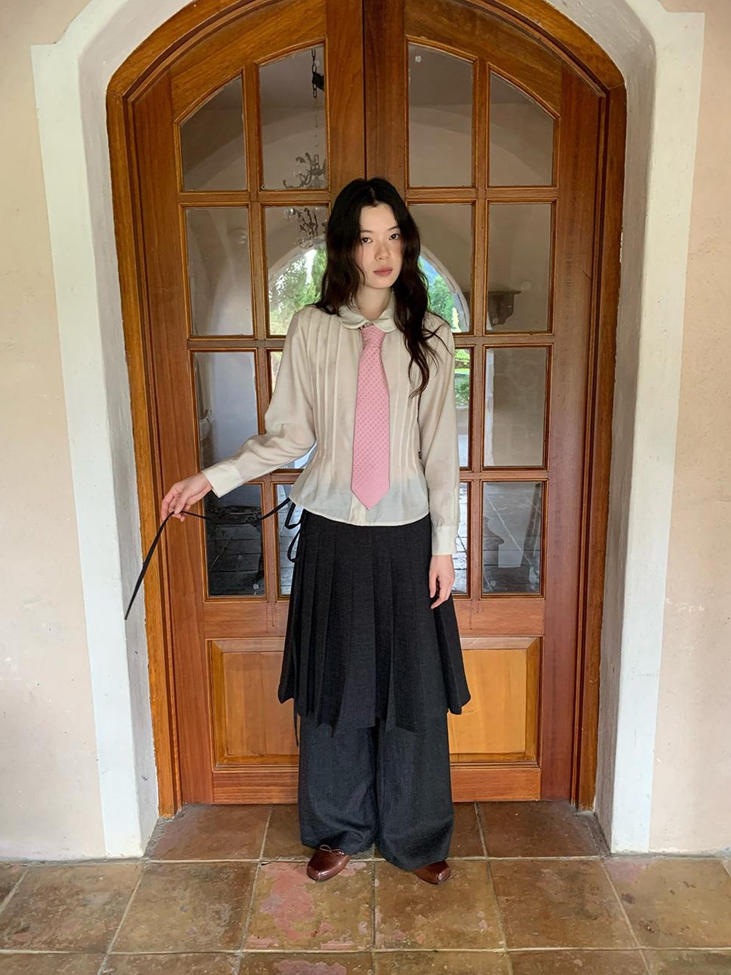Dorydory Pleated Palazzo Pants With Flowy Straight Leg Design