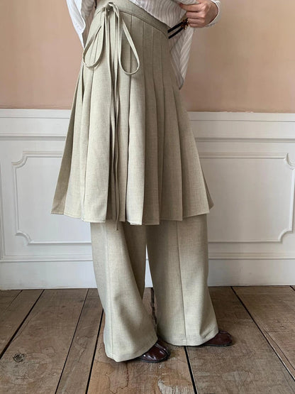 Pleated Palazzo Pants With Flowy Straight Leg Design