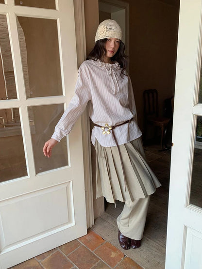 Pleated Palazzo Pants With Flowy Straight Leg Design