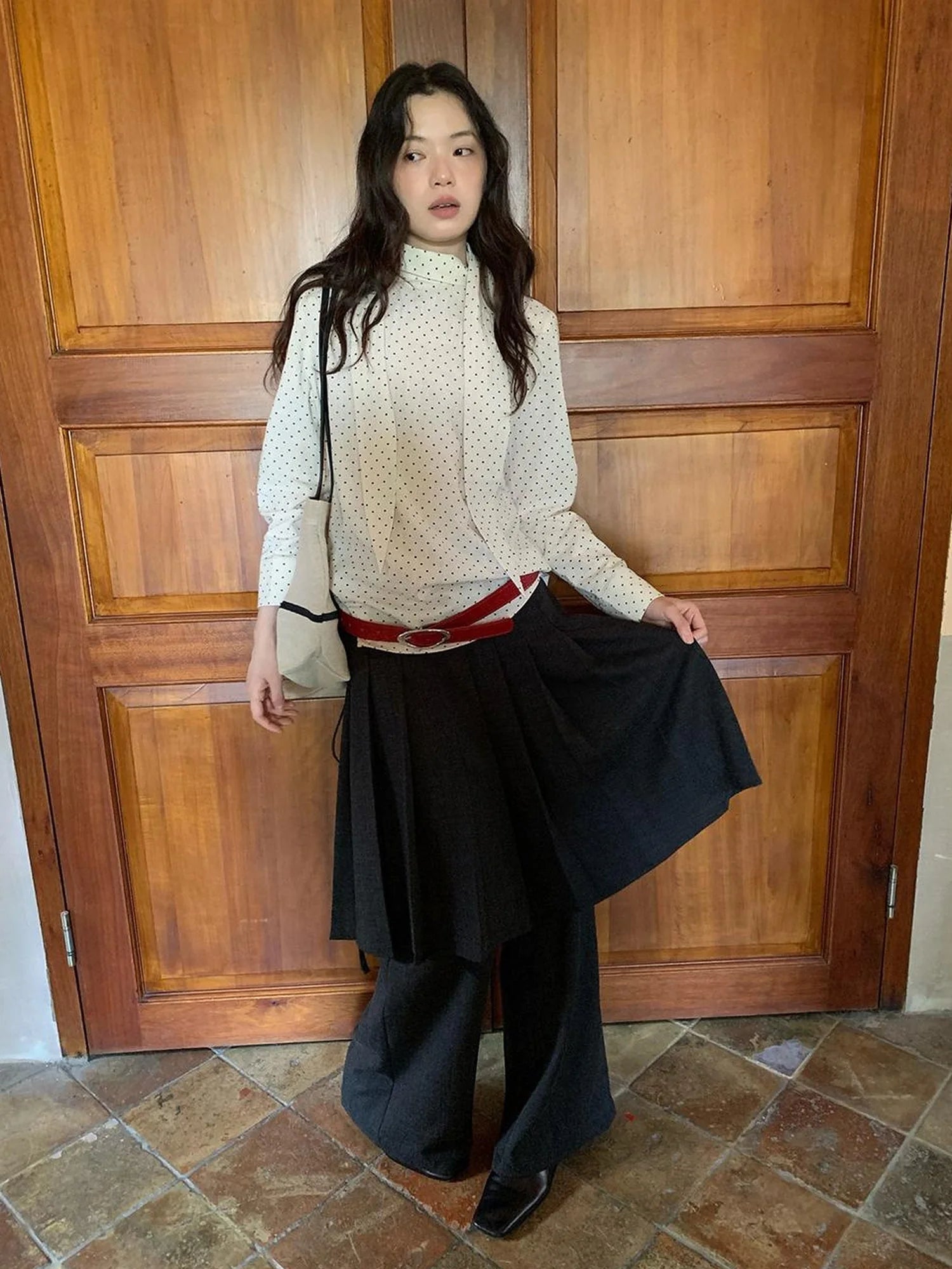 Pleated Palazzo Pants With Flowy Straight Leg Design