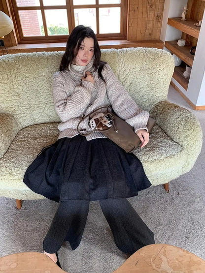 Pleated Palazzo Pants With Flowy Straight Leg Design