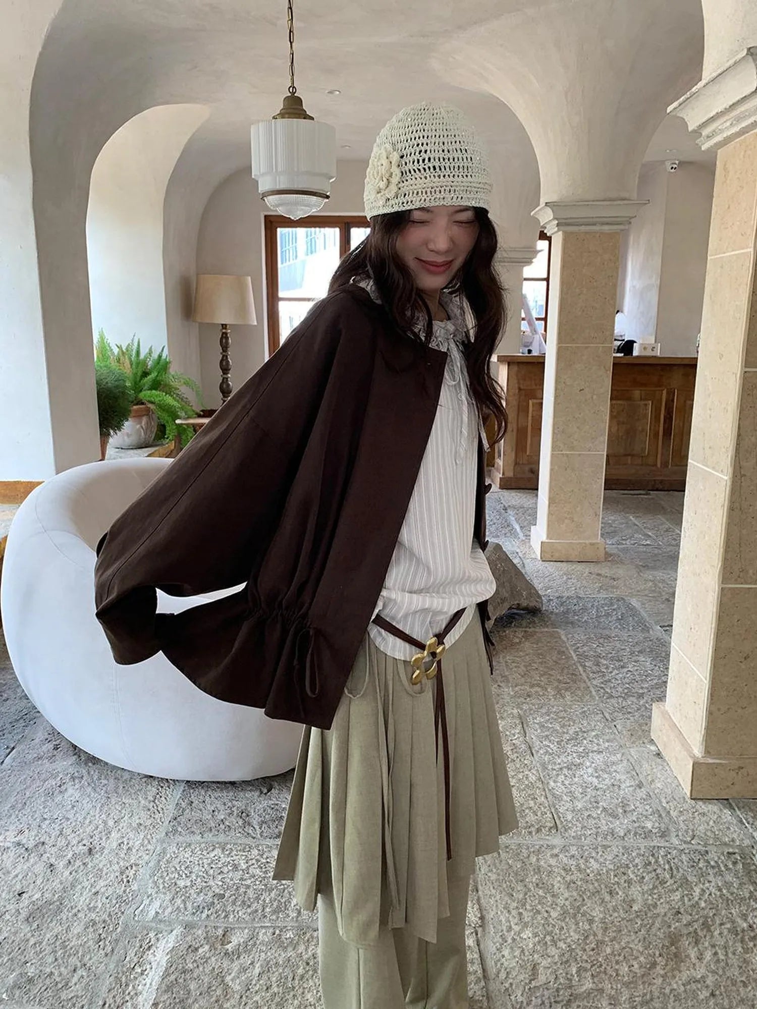 Pleated Palazzo Pants With Flowy Straight Leg Design