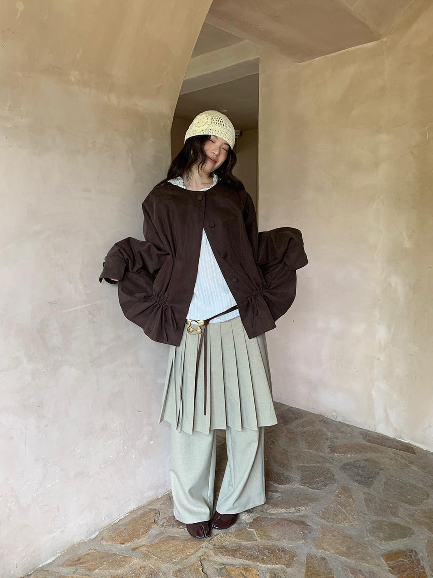 Dorydory Pleated Palazzo Pants With Flowy Straight Leg Design