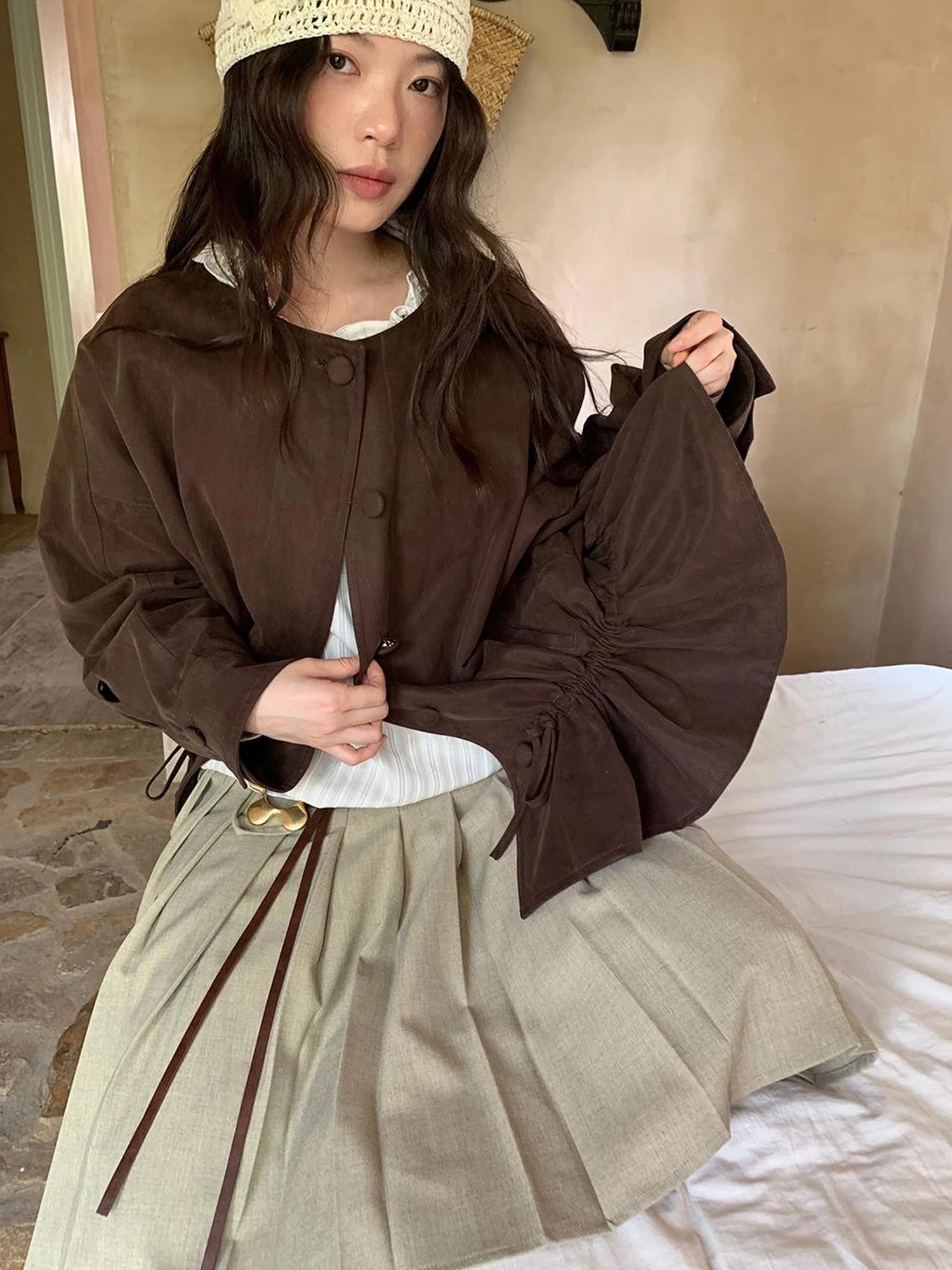 Pleated Palazzo Pants With Flowy Straight Leg Design