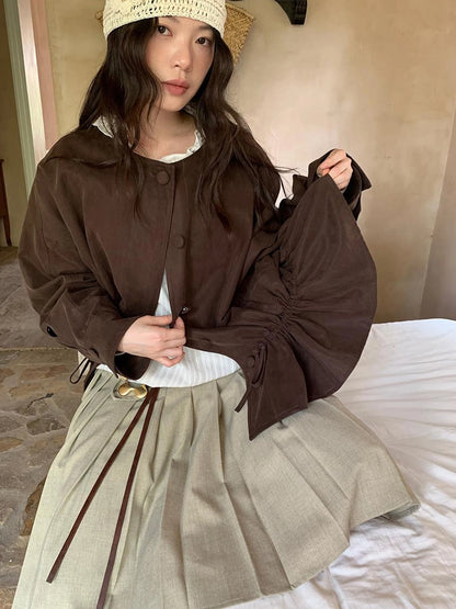 Pleated Palazzo Pants With Flowy Straight Leg Design