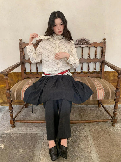 Pleated Palazzo Pants With Flowy Straight Leg Design