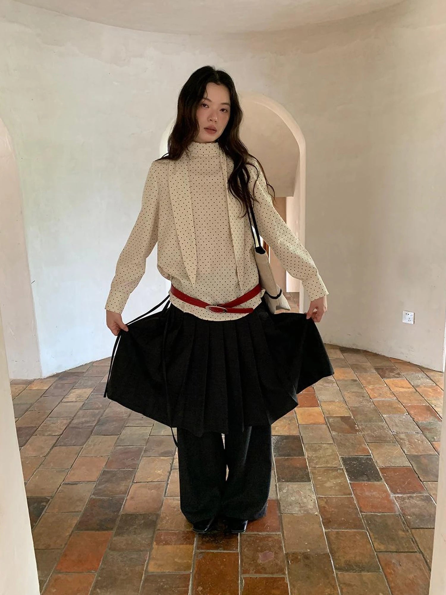 Pleated Palazzo Pants With Flowy Straight Leg Design