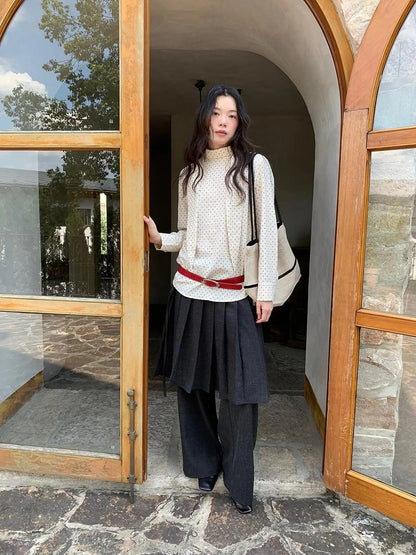 Pleated Palazzo Pants With Flowy Straight Leg Design