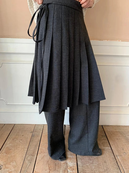 Pleated Palazzo Pants With Flowy Straight Leg Design