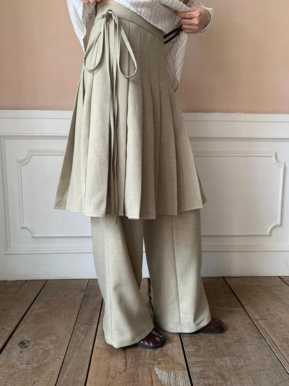 Pleated Palazzo Pants With Flowy Straight Leg Design