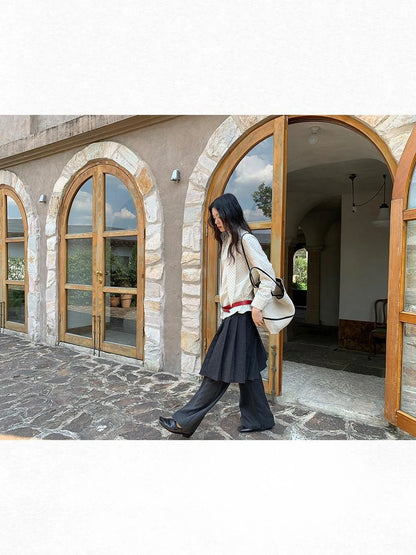 Pleated Palazzo Pants With Flowy Straight Leg Design