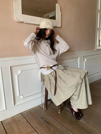 Pleated Palazzo Pants With Flowy Straight Leg Design