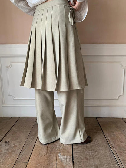 Pleated Palazzo Pants With Flowy Straight Leg Design