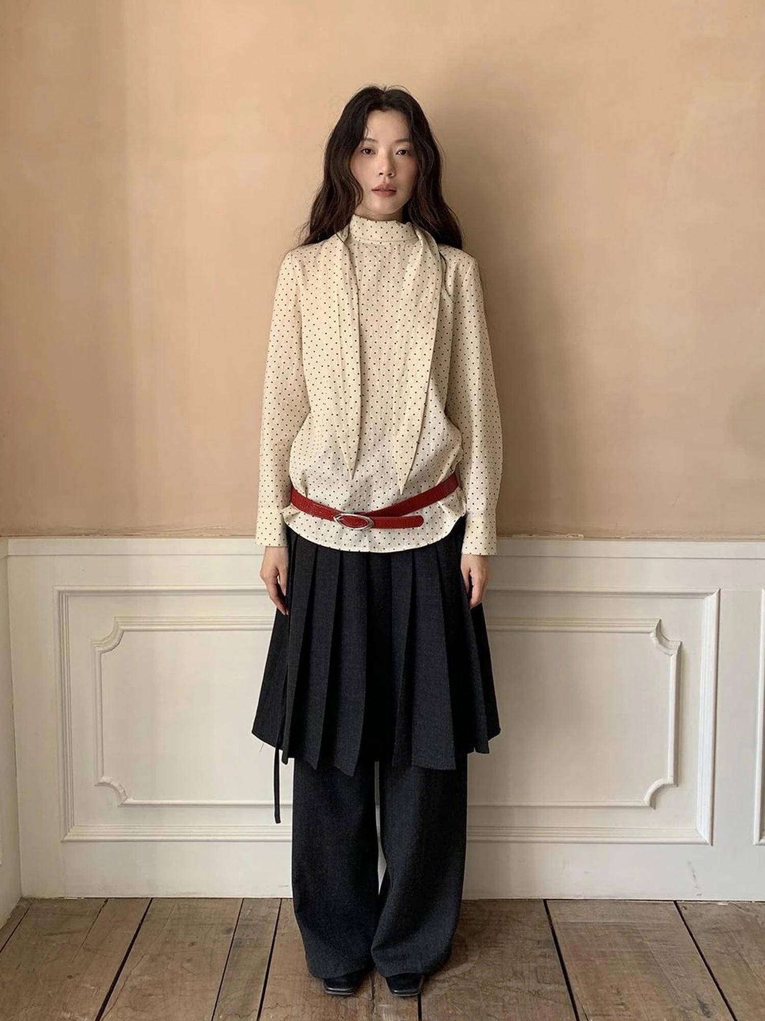 Pleated Palazzo Pants With Flowy Straight Leg Design