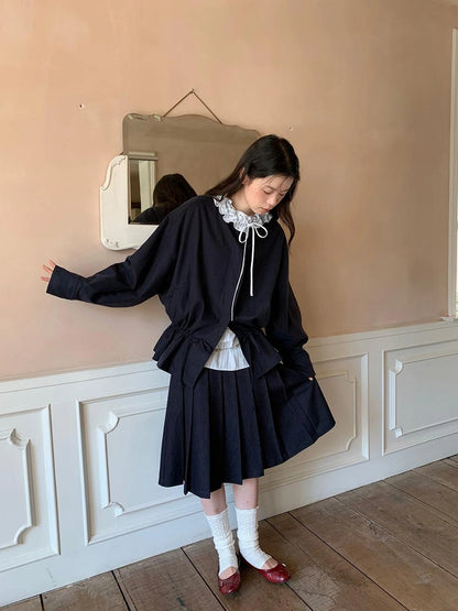 Pleated Side Pocket Midi Skirt