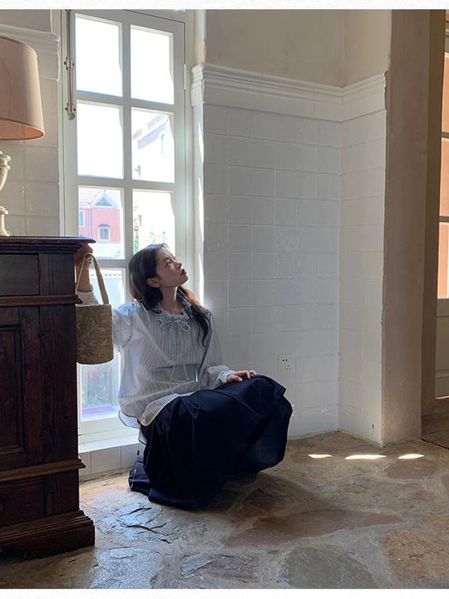 Pleated Side Pocket Midi Skirt