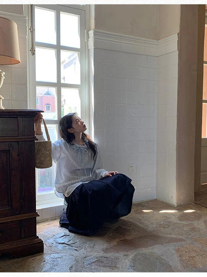 Pleated Side Pocket Midi Skirt