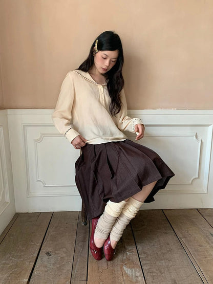 Pleated Side Pocket Midi Skirt