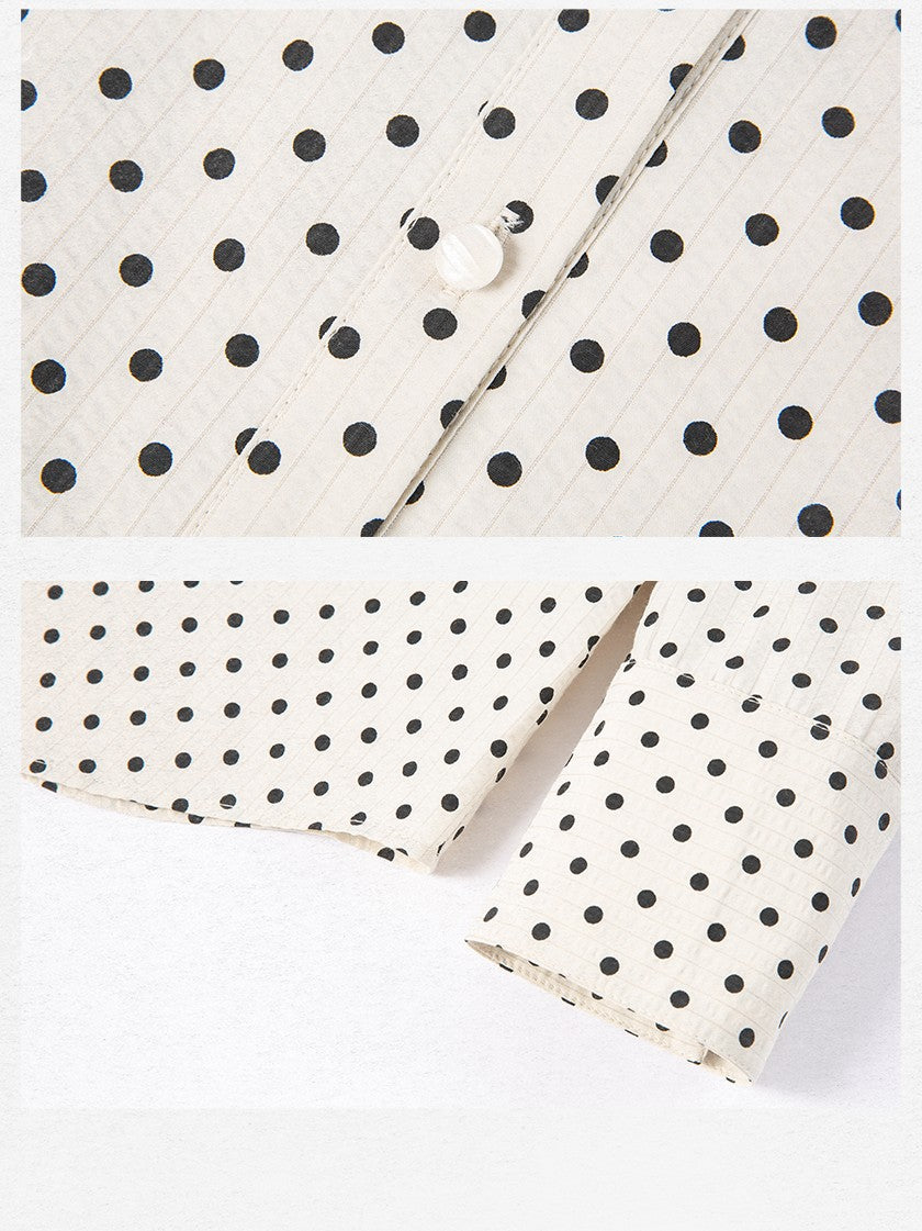 Dorydory Polka Dot Scarf Collar French Vintage Women&