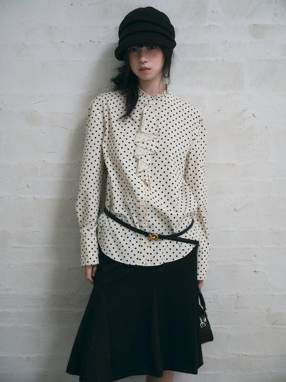 Dorydory Polka Dot Scarf Collar French Vintage Women&