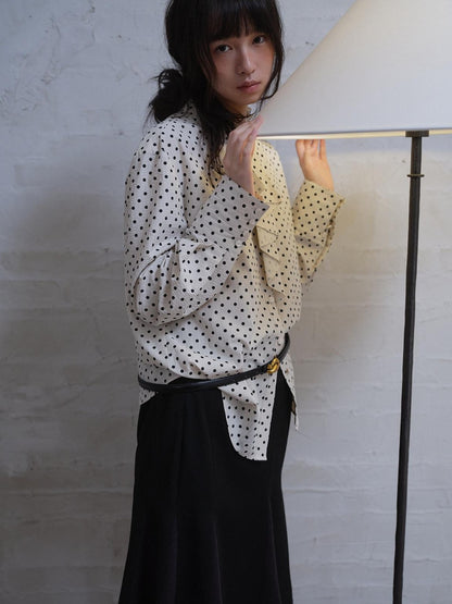 Dorydory Polka Dot Scarf Collar French Vintage Women&