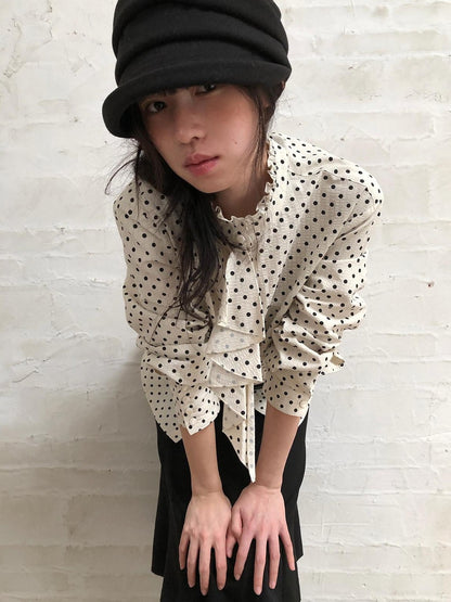 Dorydory Polka Dot Scarf Collar French Vintage Women&