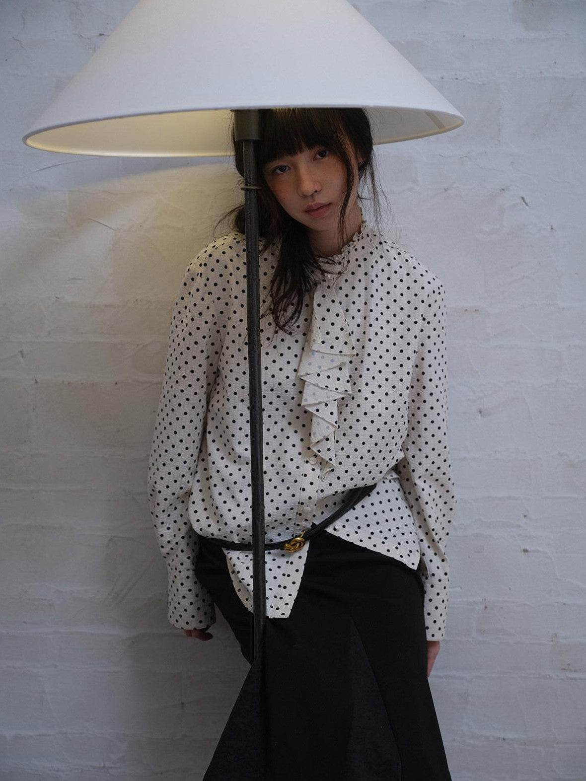 Dorydory Polka Dot Scarf Collar French Vintage Women&