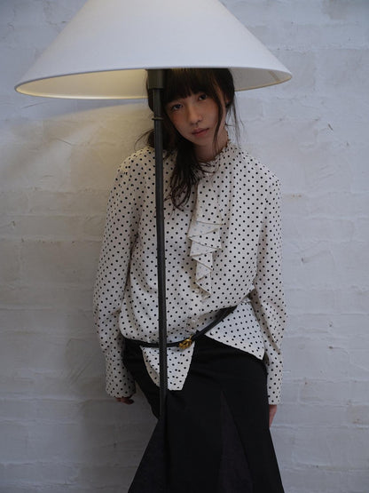 Dorydory Polka Dot Scarf Collar French Vintage Women&