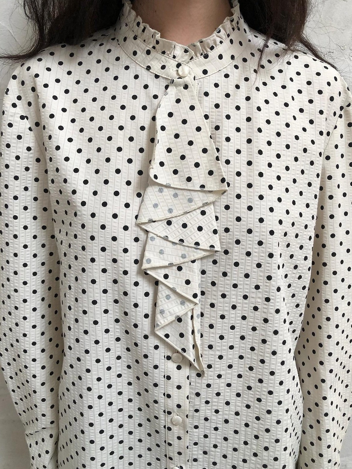 Dorydory Polka Dot Scarf Collar French Vintage Women&