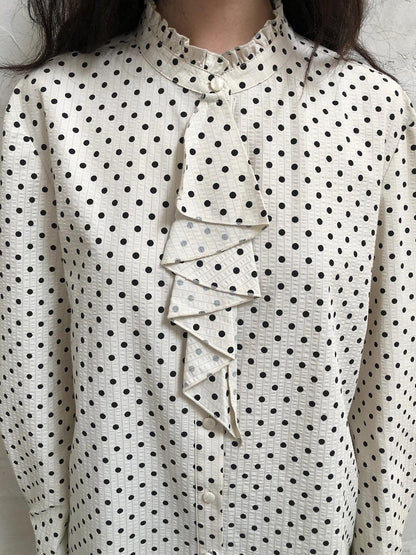 Dorydory Polka Dot Scarf Collar French Vintage Women&