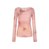 Dorydory_Red_Mesh_Drape_Neckline_Women&