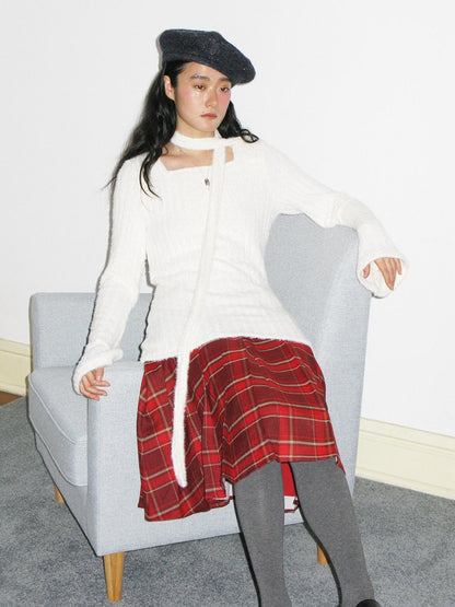 Dorydory Red Plaid Midi Flared A Line Full Hem Women&