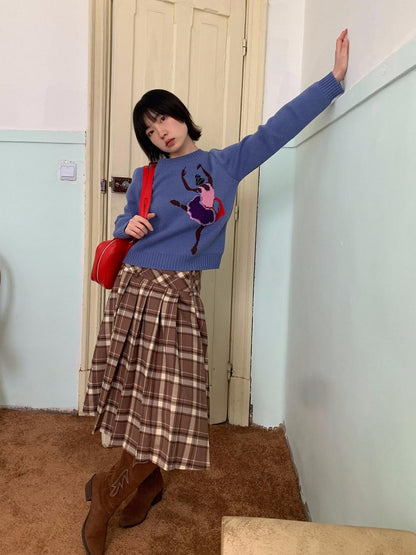 Dorydory Red Plaid Midi Flared A Line Full Hem Women&