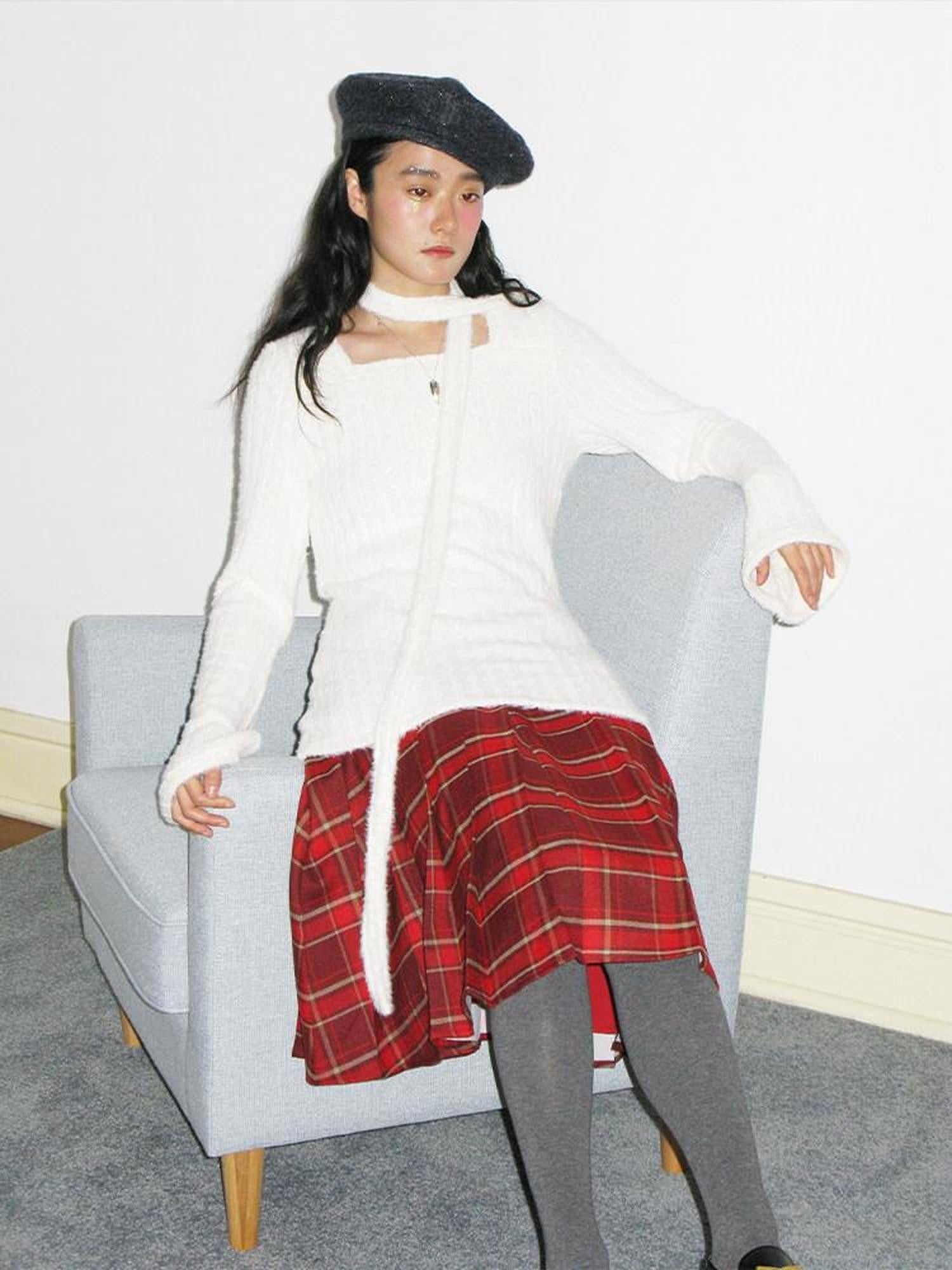 Dorydory Red Plaid Midi Flared A Line Full Hem Women&