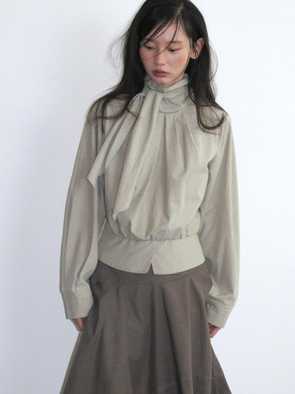 Dorydory Relaxed Ribbon Tie Neck Long Sleeve Lyocell Women&