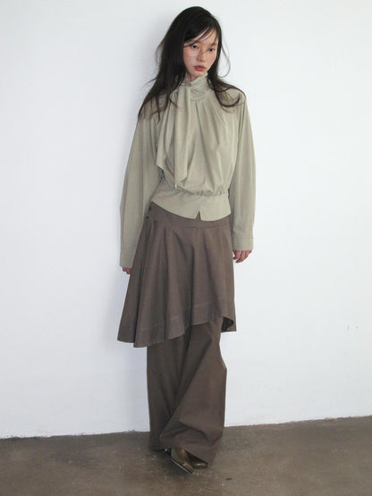 Dorydory Relaxed Ribbon Tie Neck Long Sleeve Lyocell Women&