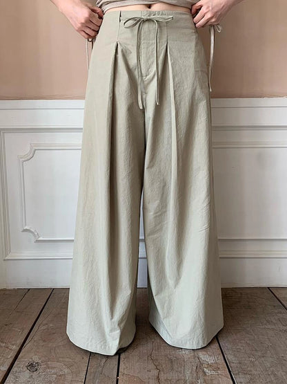 Relaxed Wide Leg Trousers In Soft Cotton Blend