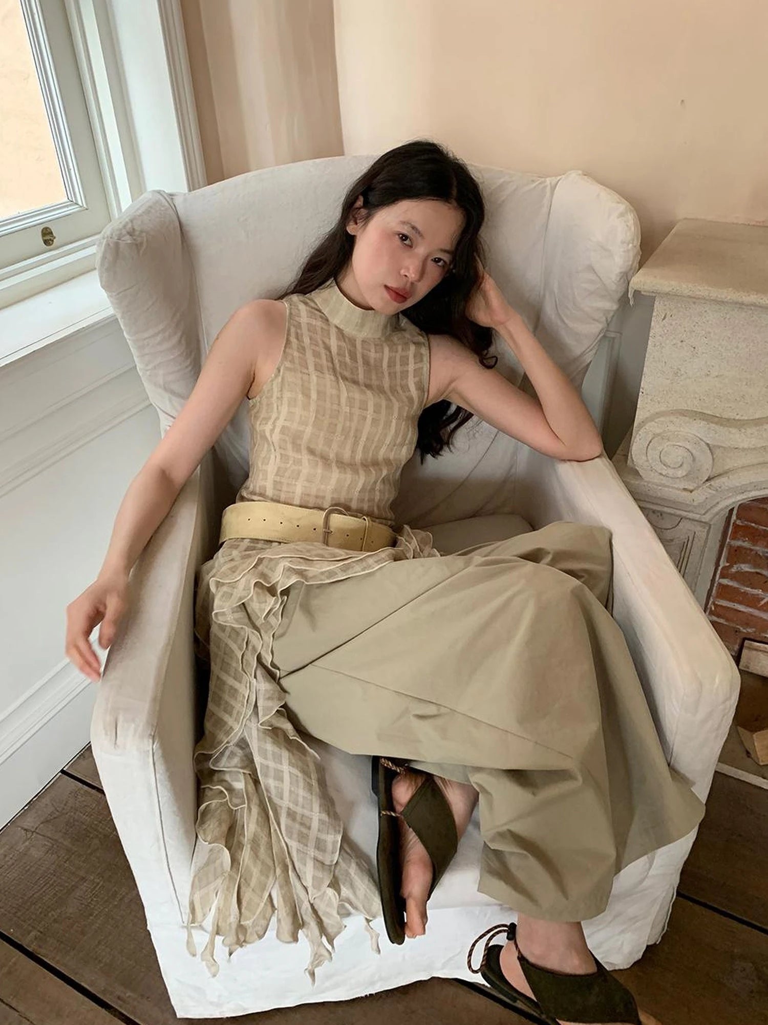 Relaxed Wide Leg Trousers In Soft Cotton Blend