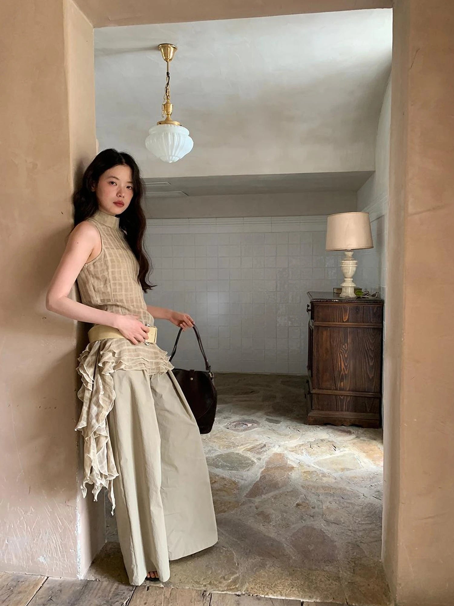 Relaxed Wide Leg Trousers In Soft Cotton Blend