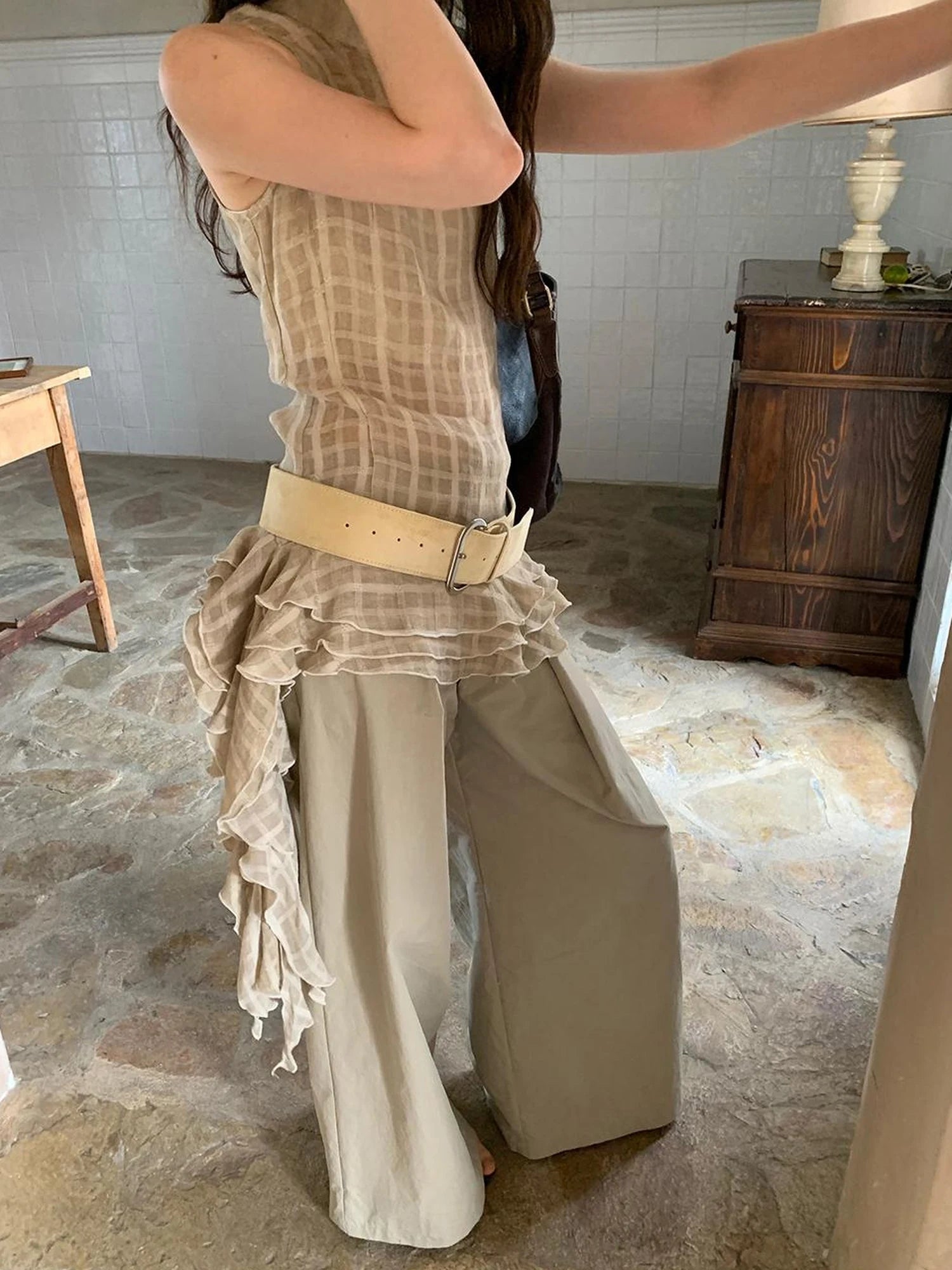 Relaxed Wide Leg Trousers In Soft Cotton Blend