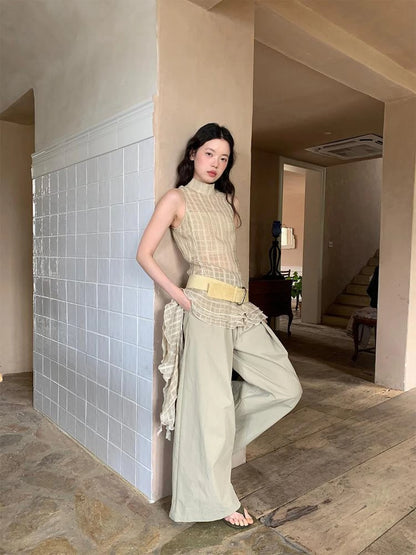 Relaxed Wide Leg Trousers In Soft Cotton Blend