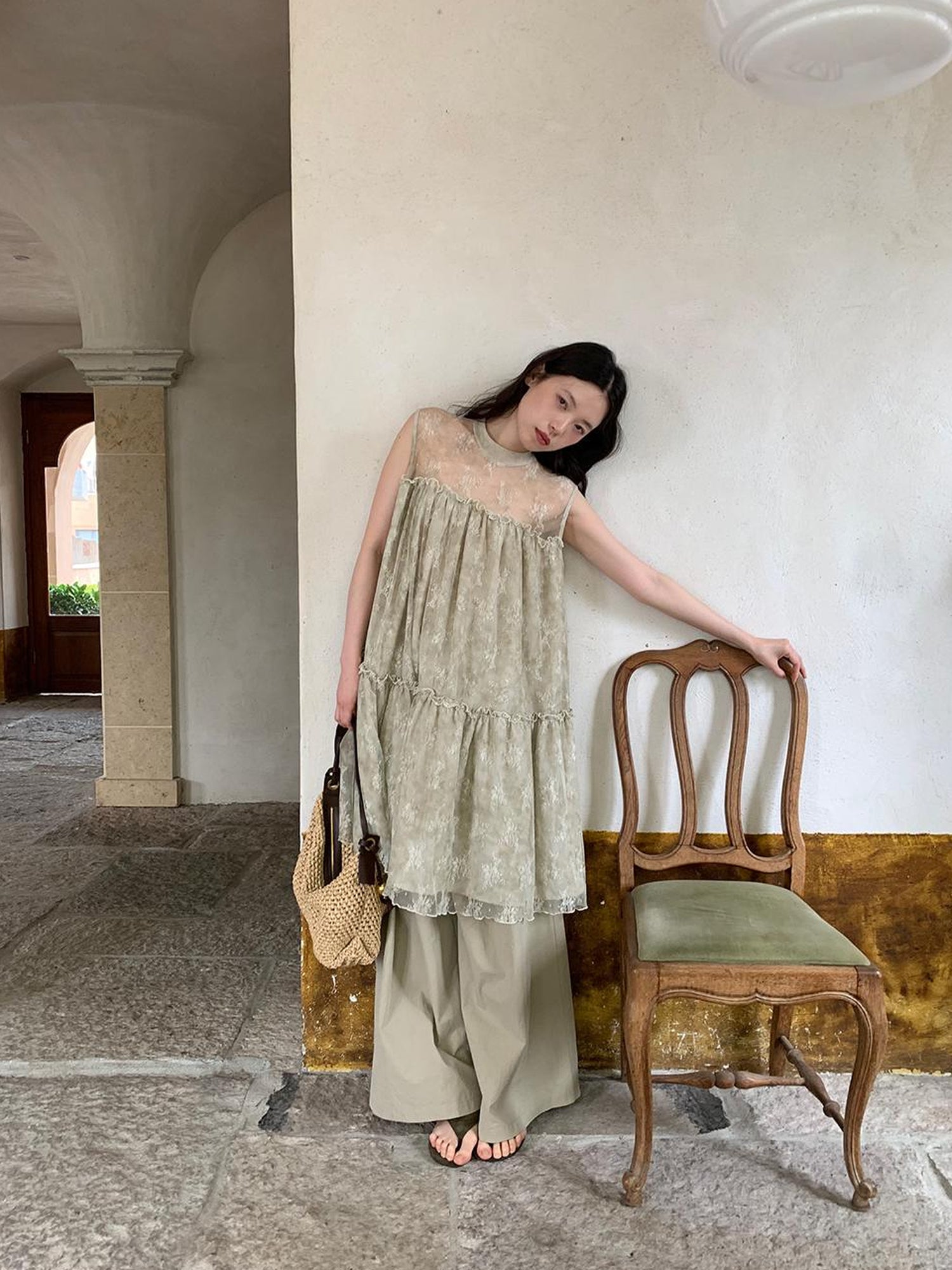Dorydory Relaxed Wide Leg Trousers In Soft Cotton Blend