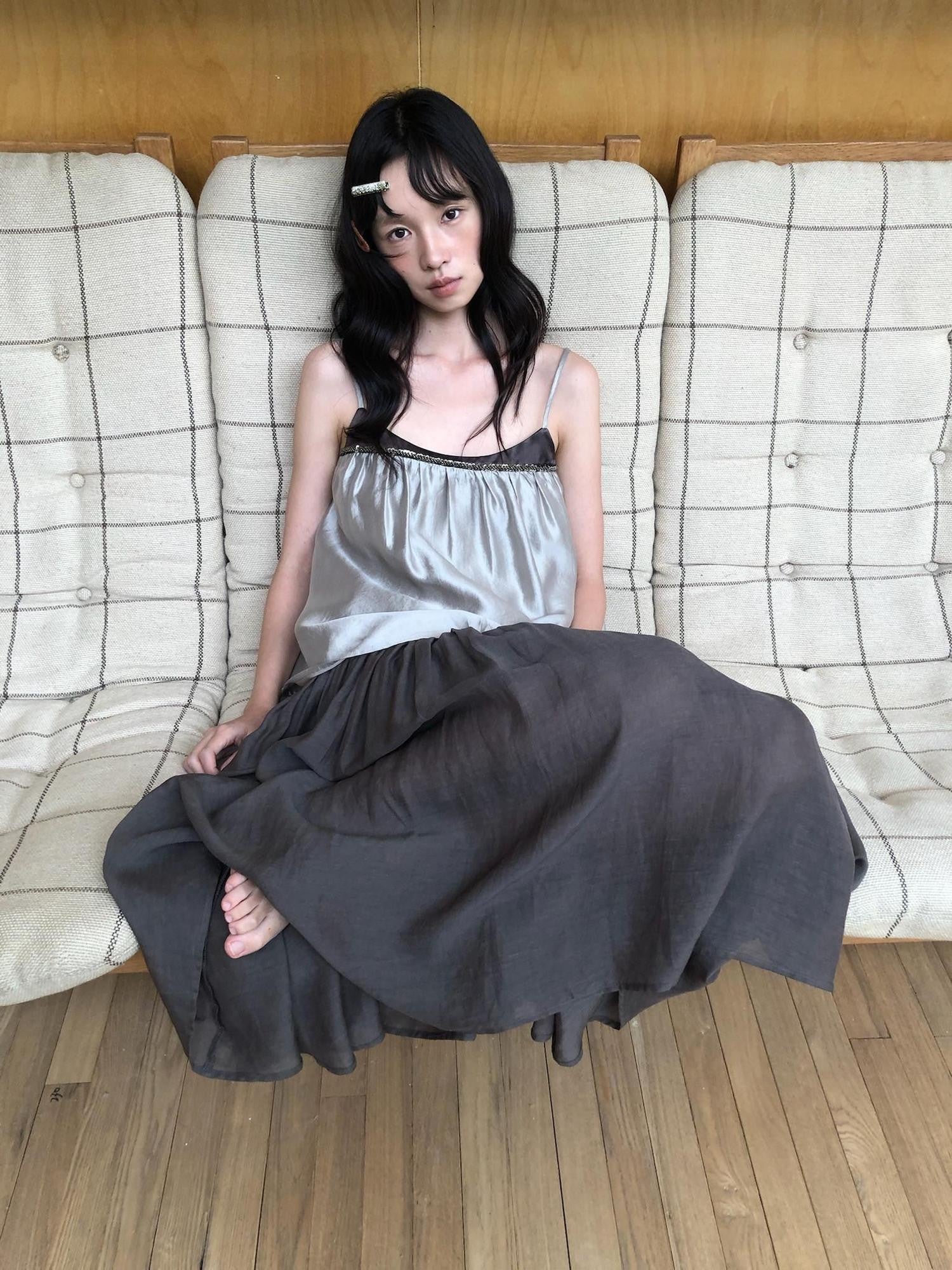 Dorydory Retro Brown Green Colorblock Beaded Oversized Women&
