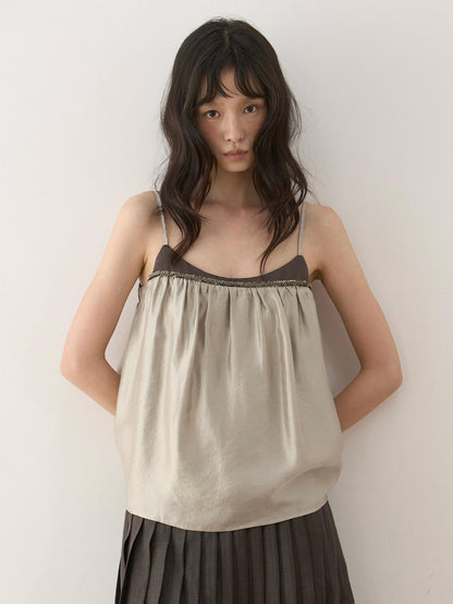 Dorydory Retro Brown Green Colorblock Beaded Oversized Women&