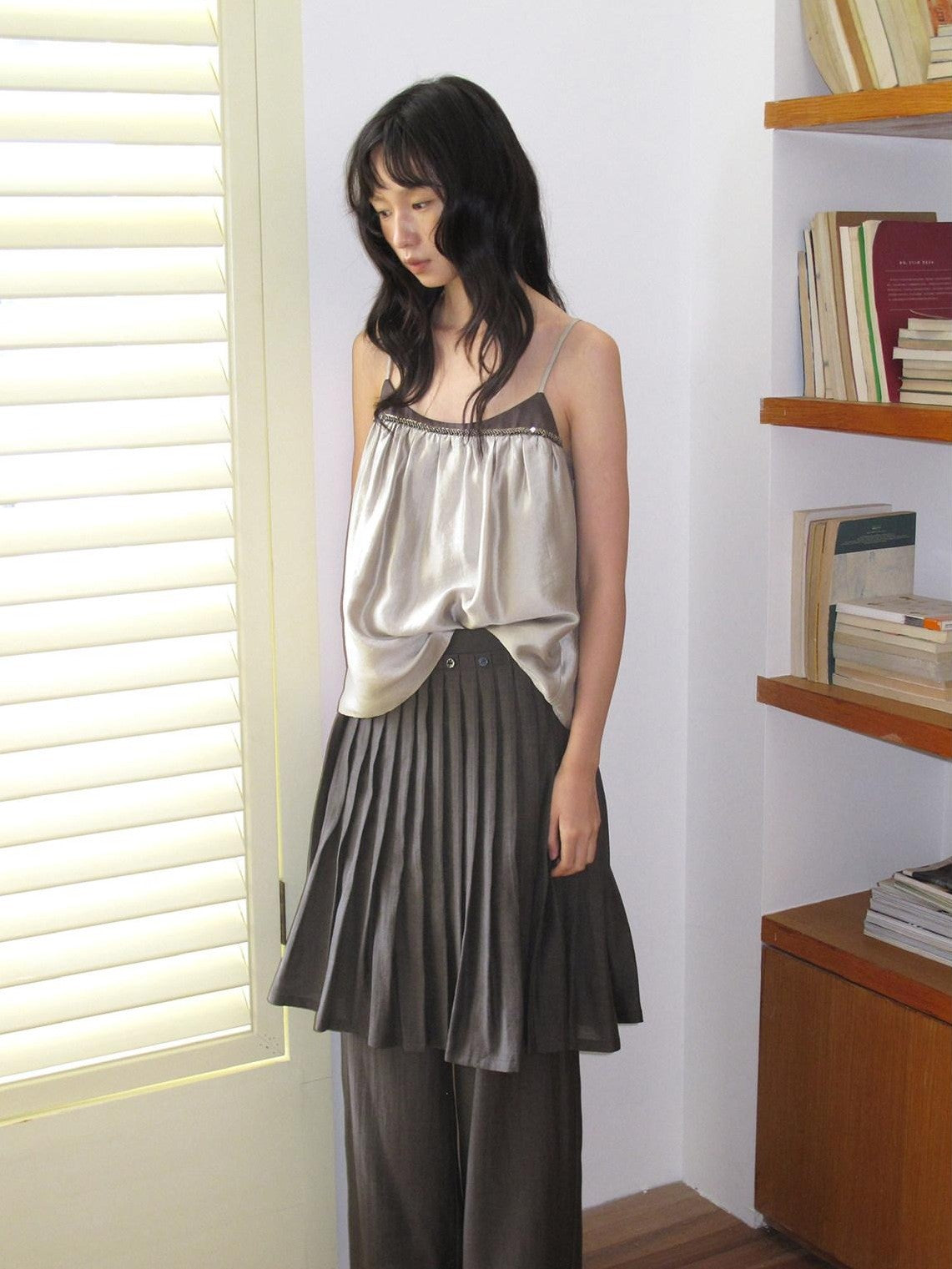 Dorydory Retro Brown Green Colorblock Beaded Oversized Women&