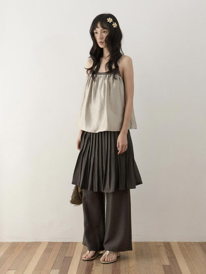Dorydory Retro Brown Green Colorblock Beaded Oversized Women&