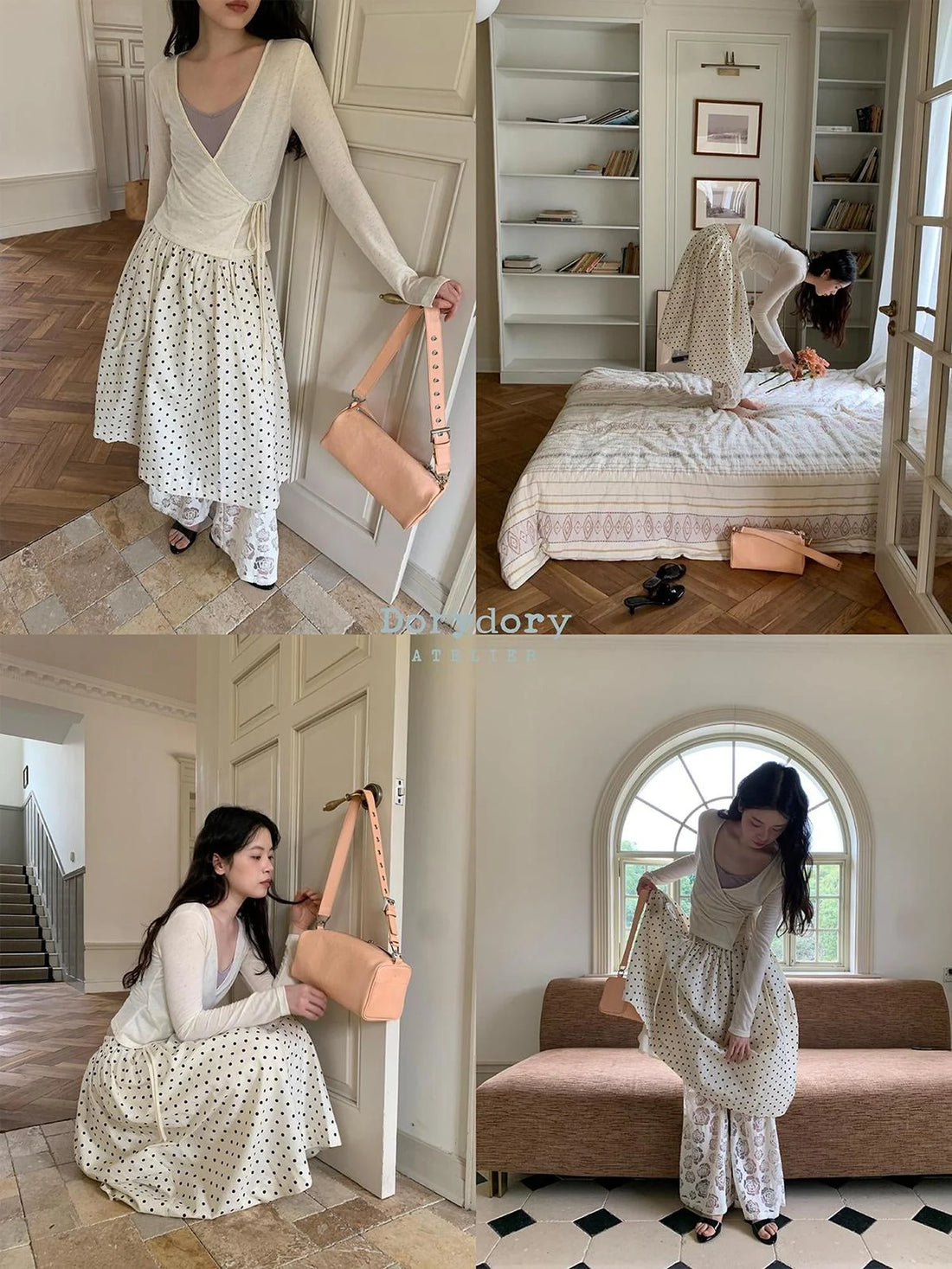 Retro Dot A Line Midi Skirt For Pear Shape