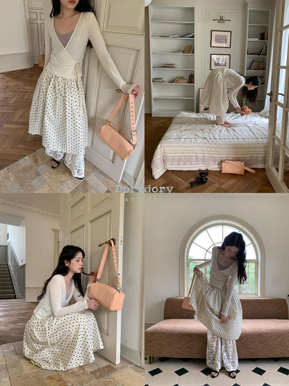 Retro Dot A Line Midi Skirt For Pear Shape