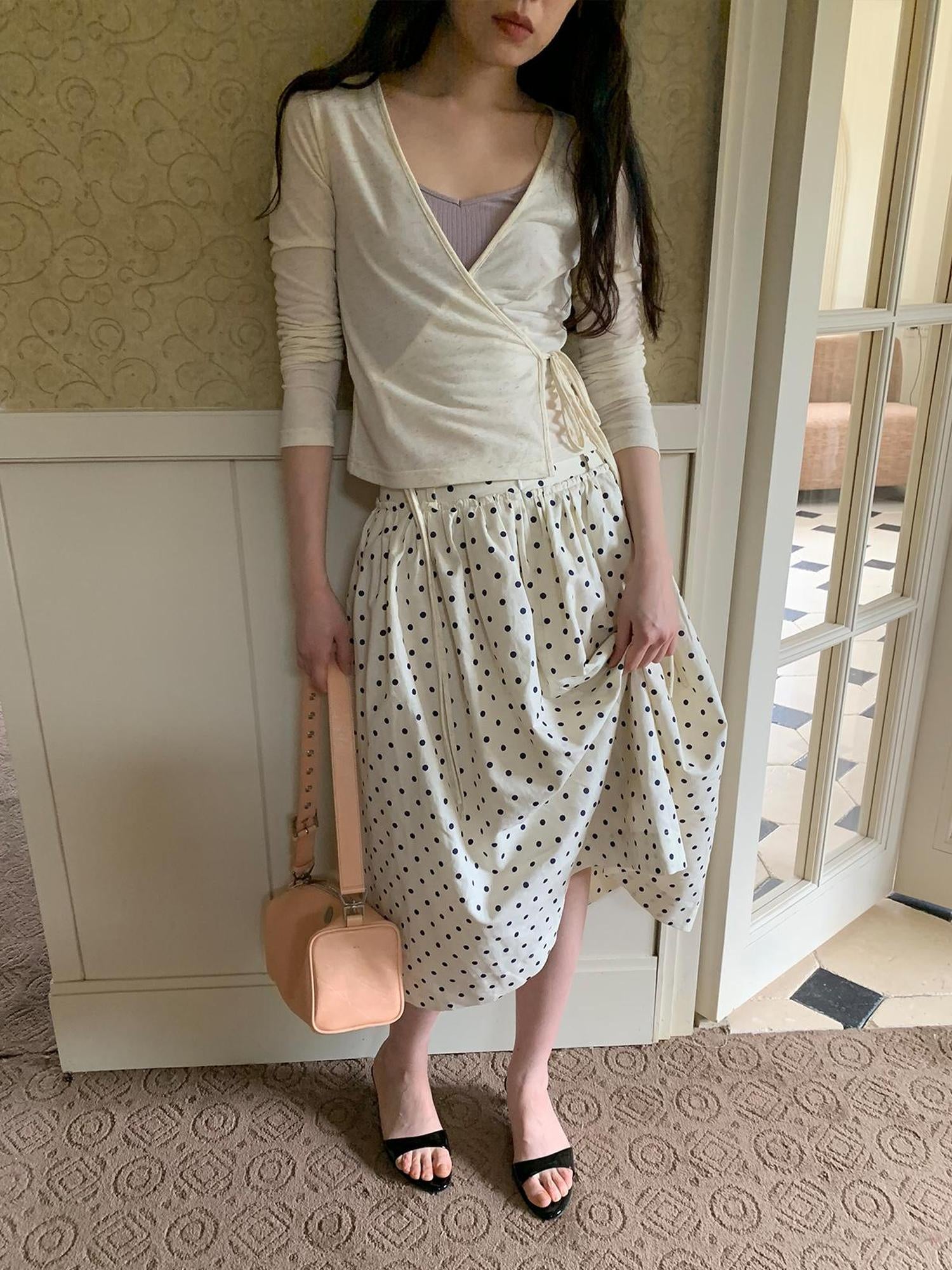 Dorydory Retro Dot A Line Midi Skirt For Pear Shape