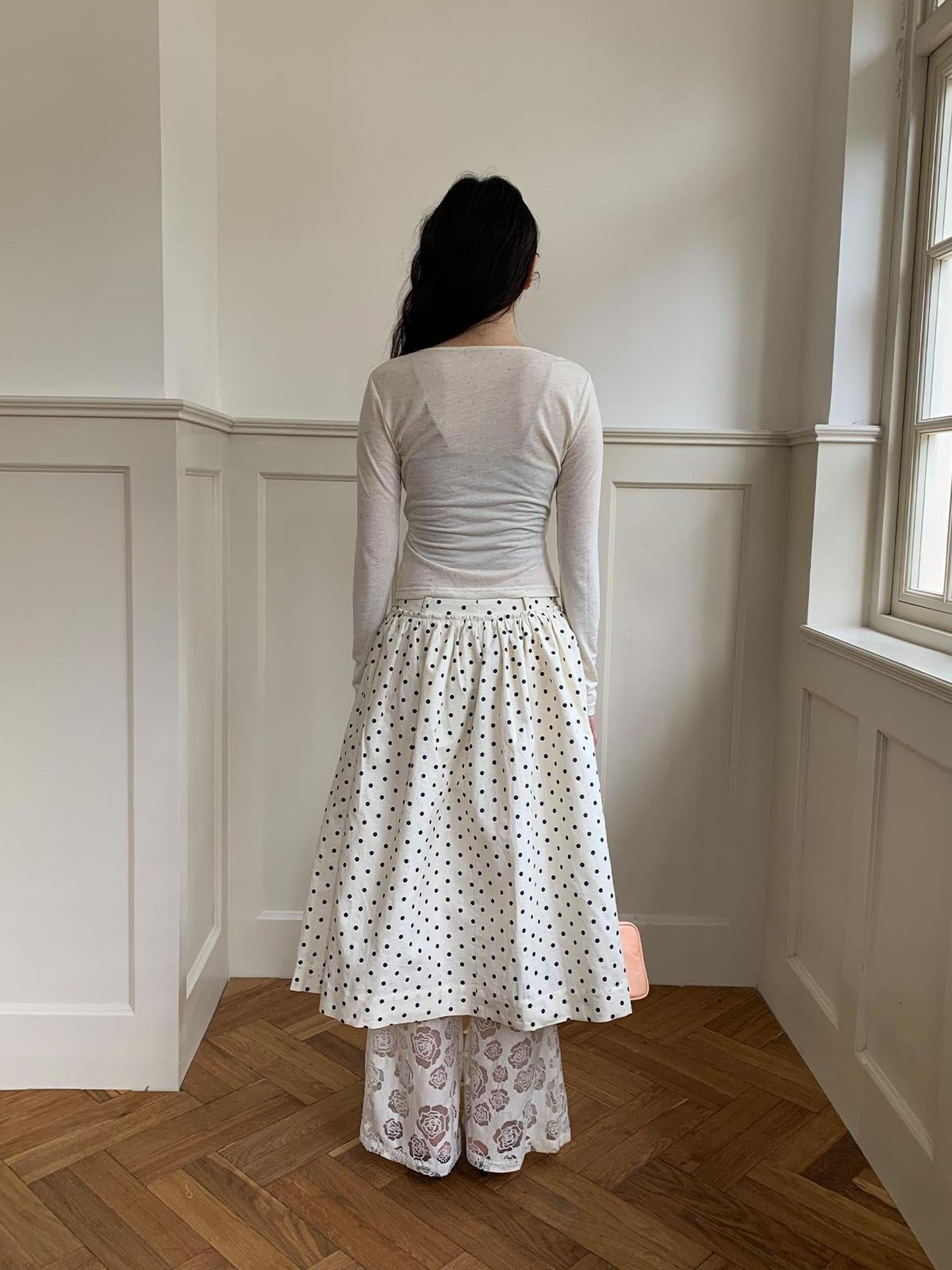 Dorydory Retro Dot A Line Midi Skirt For Pear Shape